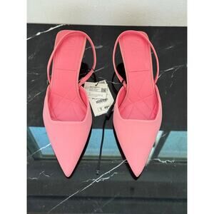 Zara Blush Pink Pointed Toe Slingback Kitten Heels